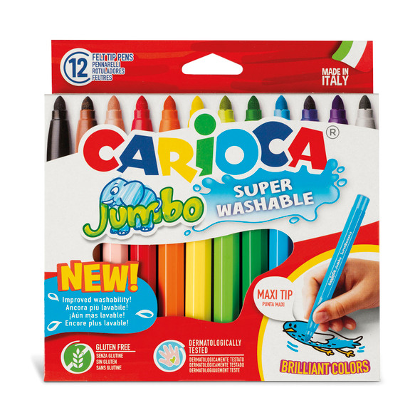 Jumbo Maxi Tip Washable Felt Tip Pens - 12 Pieces