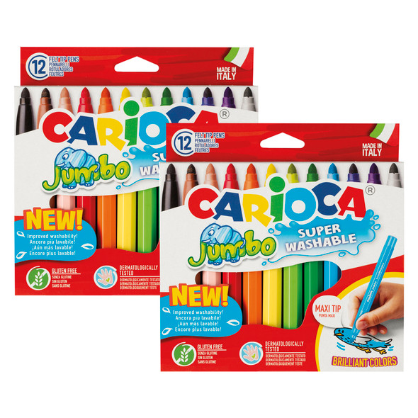 Jumbo Maxi Tip Washable Felt Tip Pens, 12 Per Pack, 2 Packs