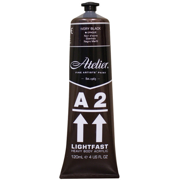 A2 Heavy Body Lightfast Artist Acrylic, 4 oz., Ivory Black