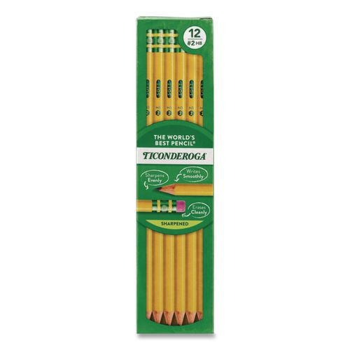 Wood-Cased Pencils, #2 HB Soft, Pre-Sharpened, Yellow, 12 Ct