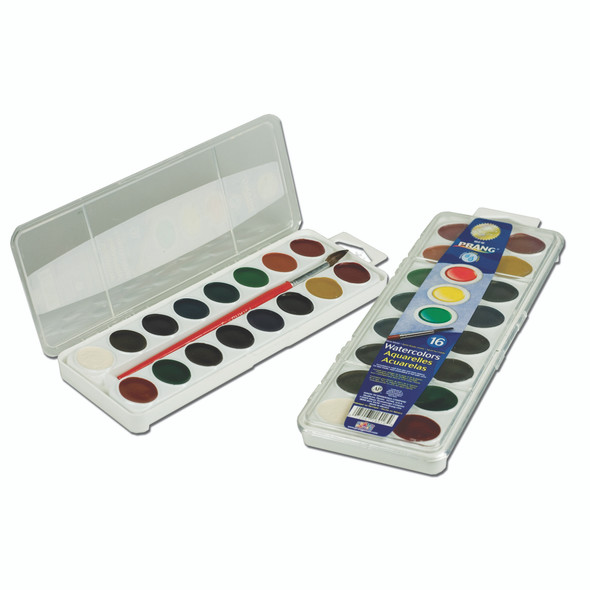 Semi-Moist Washable Watercolor Set, 16 Assorted Colors