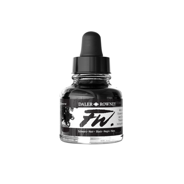 FW Acrylic Ink, Black, 29.5ml, 1 Count