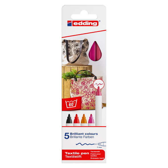 4600 Series Textile Pen, Warm Colors, Set of 5