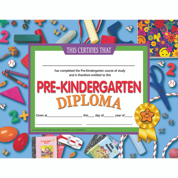 Pre-Kindergarten Diploma, Pack of 30, 8.5" x 11"