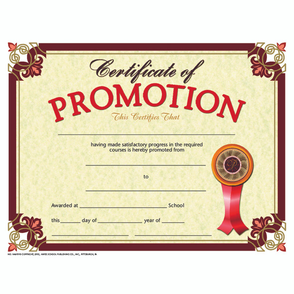 Certificate of Promotion, Pack of 30, 8.5" x 11" - H-VA609