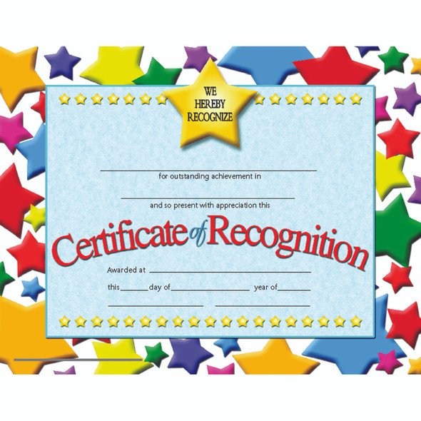 Certificate of Recognition, 8.5" x 11", Pack of 30