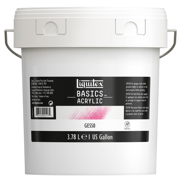 BASICS Gesso Surface Prep Medium, 1 gal (128 oz) Bucket, White