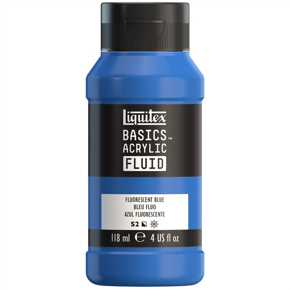 BASICS Acrylic Fluid, 118 mL Bottle, Fluorescent Blue