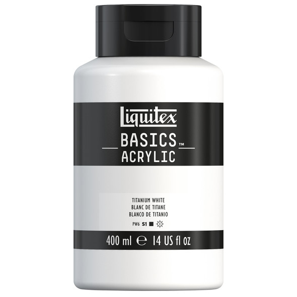 BASICS Acrylic Paint, 400 mL Bottle, Titanium White