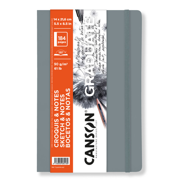 Graduate Sketch & Notes Art Book, Light Gray, Soft Cover Binding, 92 Sheet, 5.5x8.5 inch, 1 Count
