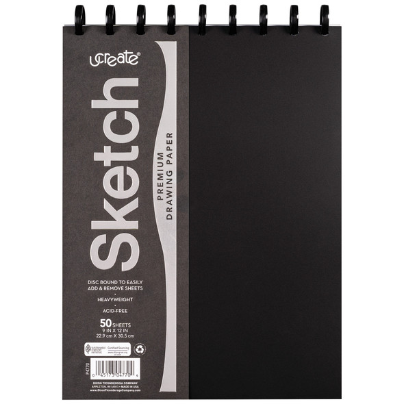 Disc Bound Sketch Book, 9" x 12", 50 Sheets