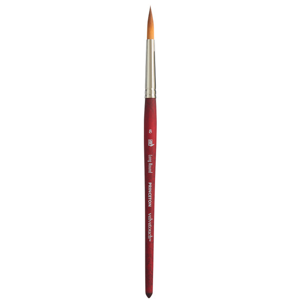 Velvetouch Long Round Brush, Synthetic Bristles, Short Handle Mixed Media Paintbrush, Scarlet, Size 8, 1 Count