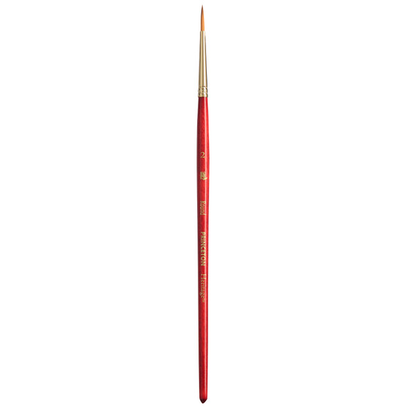 Heritage Round Brush, Synthetic Bristles, Short Handle Watercolor Paintbrush, Scarlet, Size 2, 1 Count