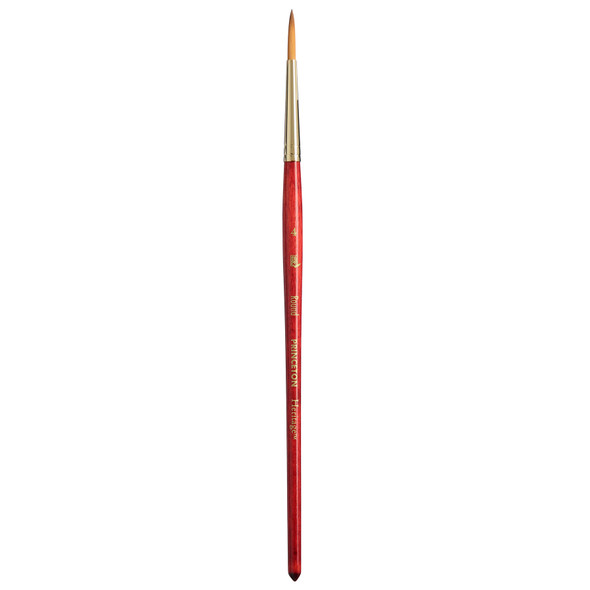 Heritage Round Brush, Synthetic Bristles, Short Handle Watercolor Paintbrush, Scarlet, Size 4, 1 Count