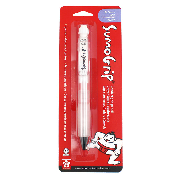 SumoGrip Comfort Grip Mechanical Pencil, 0.5mm, White, Blister Card