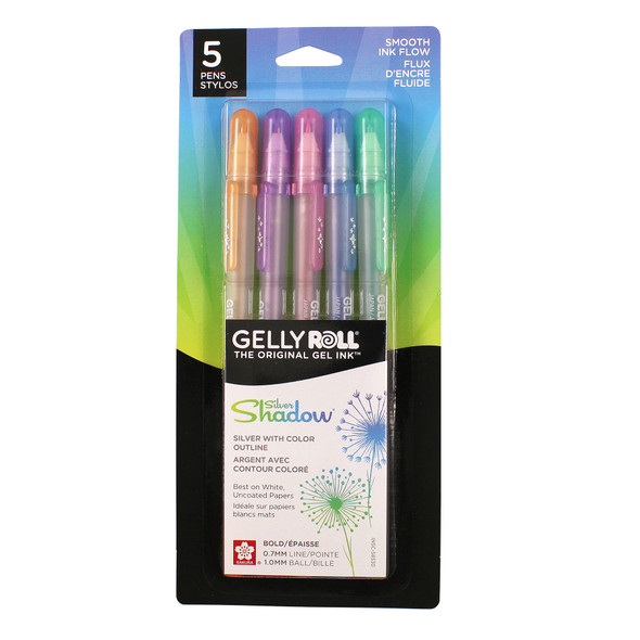 Gelly Roll Gel Ink Pens, Silver Shadow, Pack of 5