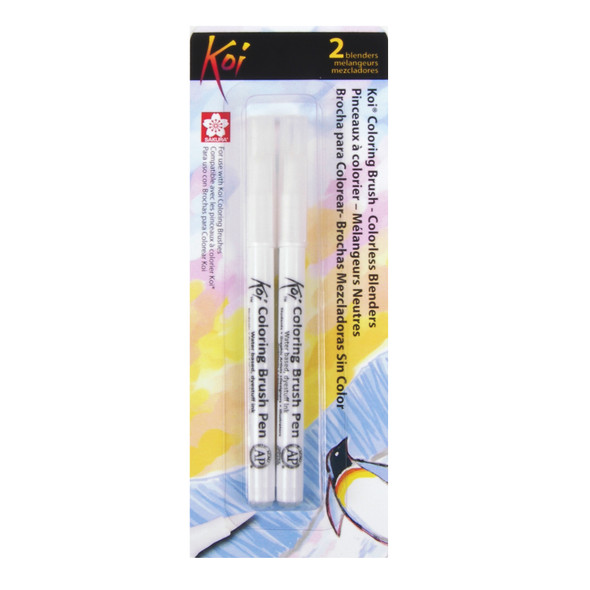 Koi Watercolor Coloring Brush Pen, Colorless Blenders, 2-Pack