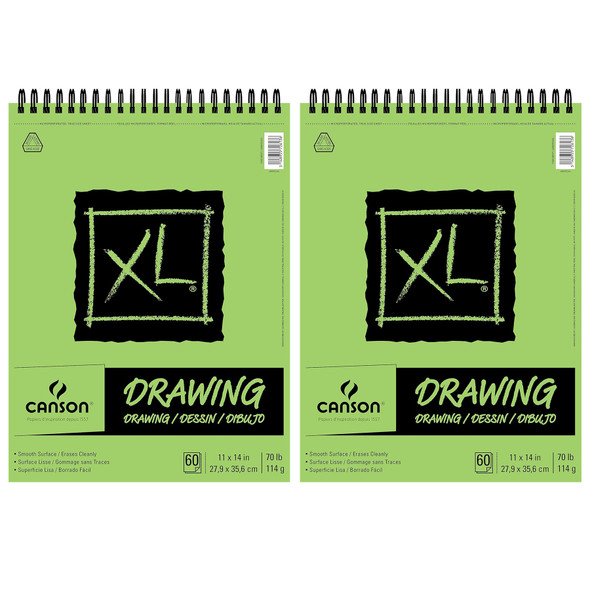 XL Series Drawing Pad, Top Wire Binding, 60 Sheet, 11x14 inch, Pack of 2