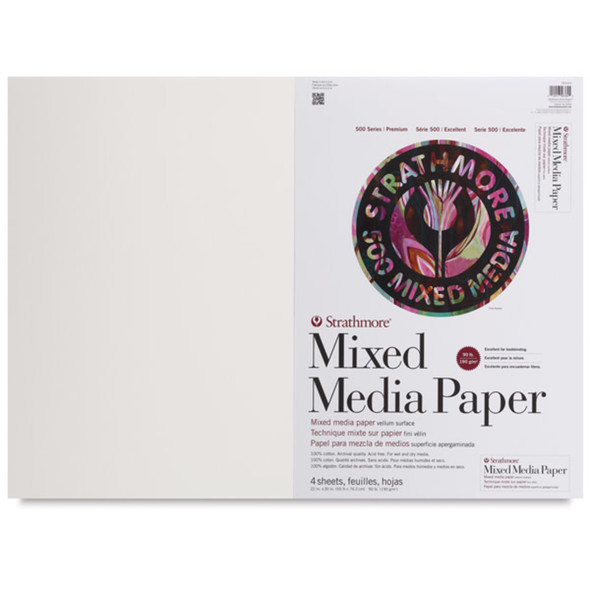 500 Series Mixed Media Paper Pack, 22" x 30", 4 Sheets