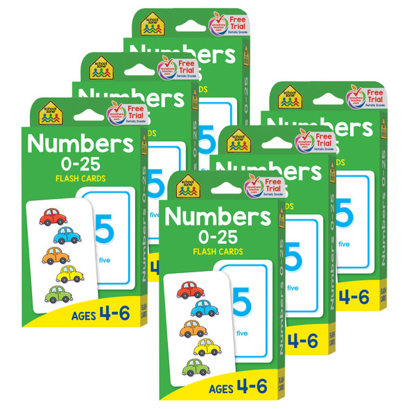 Numbers 0-25 Flash Cards, 6 Packs - SZP04022-6