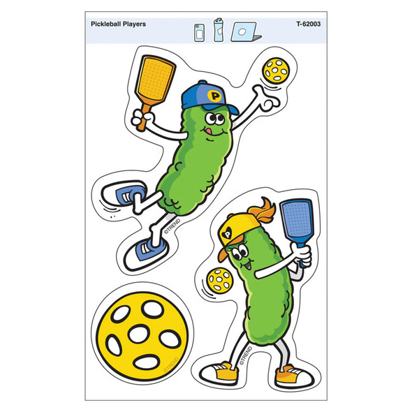 Pickleball Players Vinyl Stickers, Pack of 3
