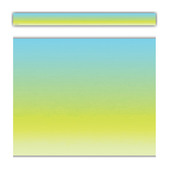 Aqua and Lime Color Wash Straight Border Trim, 35 Feet