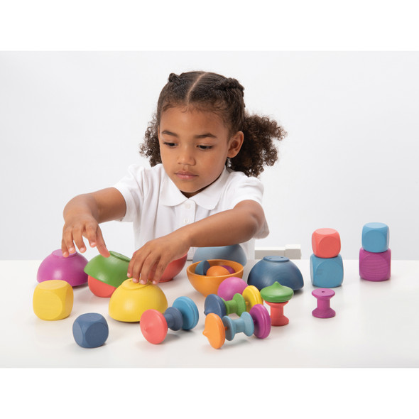 Rainbow Wooden Super Set - Set of 84 - 12 Different Shapes in 7 Colors Rainbow Wooden Super Set - Set of 84 - 12 Different Shapes in 7 Colors
