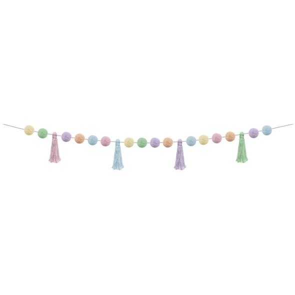 Pastel Pop Pom-Poms and Tassels Garland, 60"