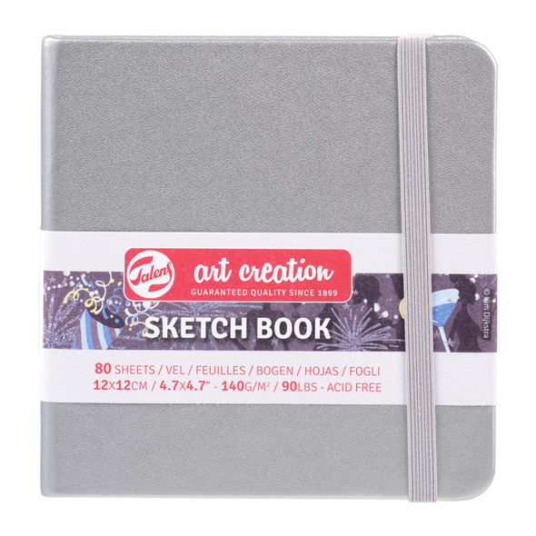Sketchbook, 80 Sheets, 90lbs, Shiny Silver Cover, 4.7" x 4.7"