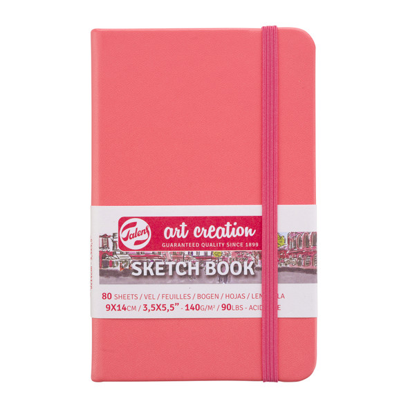 Sketchbook, 80 Sheets, 90lbs, Coral Red Cover, 3.5" x 5.5"