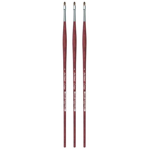 COLLEGE Student Brush, Synthetic, Acrylic & Oil, Filbert, Series 8750, Size 4, Pack of 3