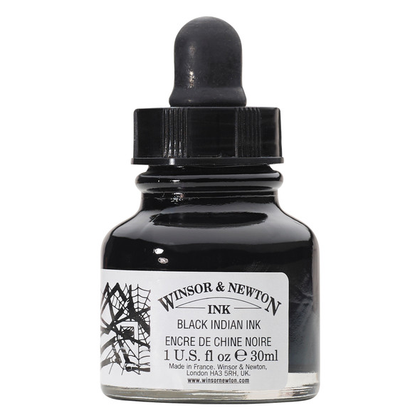 Draw Ink 30ml bottle - Black Dropper Cap