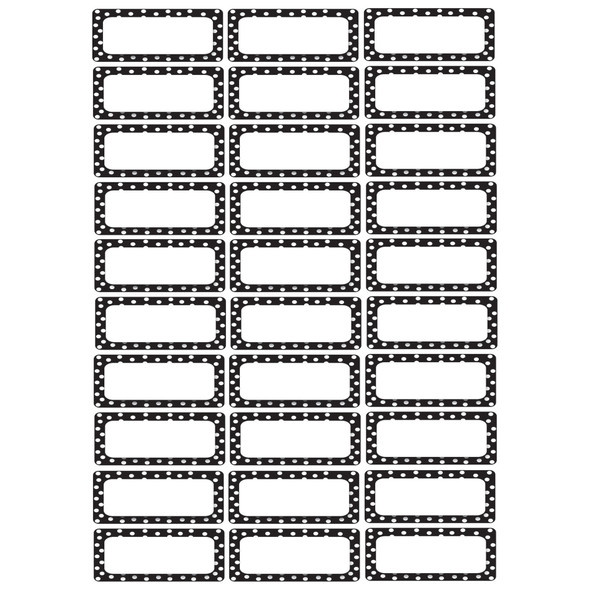 Die-Cut Magnetic Foam Black & White Dots Labels/Nameplates, Pack of 30