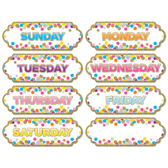 Magnetic Die-Cut Timesavers & Labels, Confetti Days of the Week
