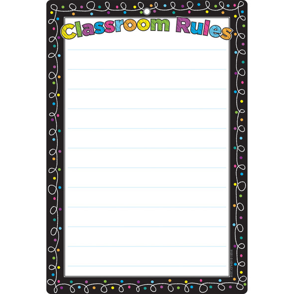 Smart Poly Chart, 13" x 19", Chalk Dots with Loops Classroom Rules, w/Grommet