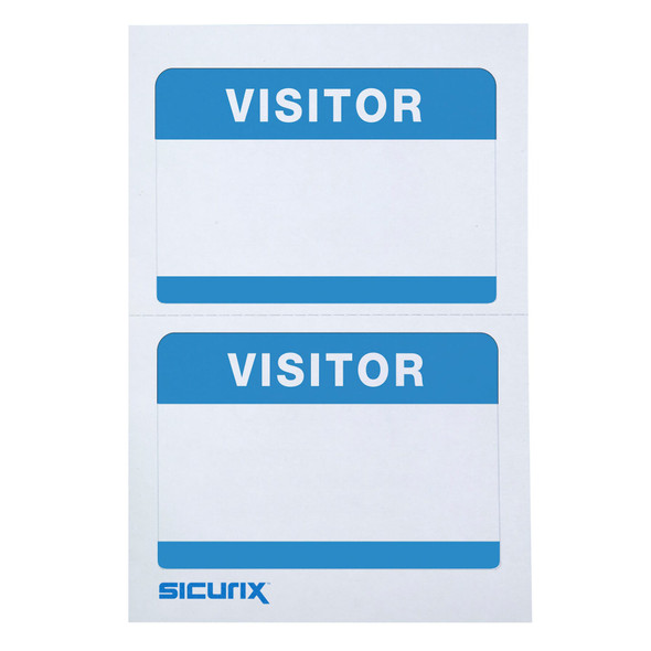 Visitor Adhesive Badges, Blue, Pack of 100