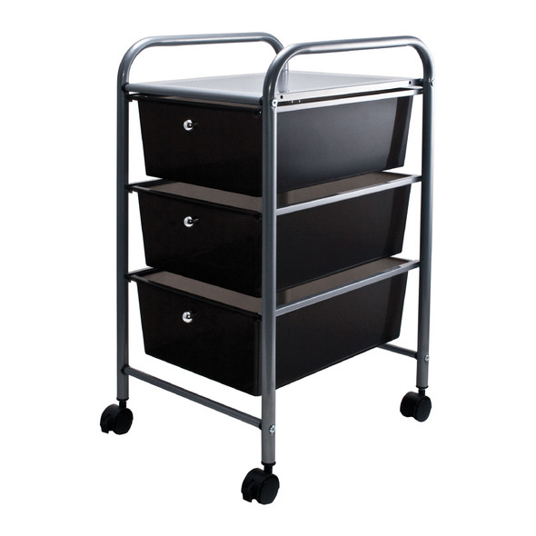 3-Drawer Rolling Cart, Smoke 3-Drawer Rolling Cart, Smoke