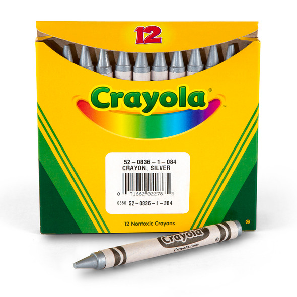Single Color Bulk Crayons, Regular Size, Silver, 12 Count