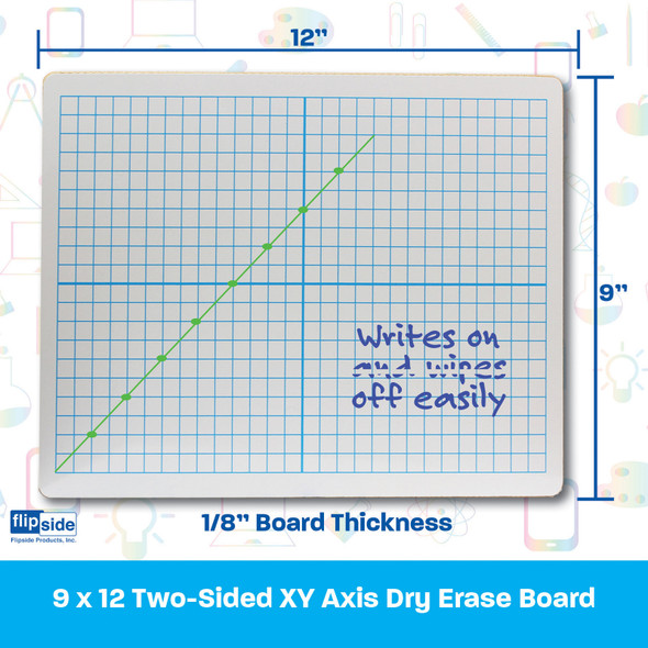 X Y Axis Dry Erase Board, Dual Sided, 9"W x 12"L, Pack of 12 X Y Axis Dry Erase Board, Dual Sided, 9"W x 12"L, Pack of 12