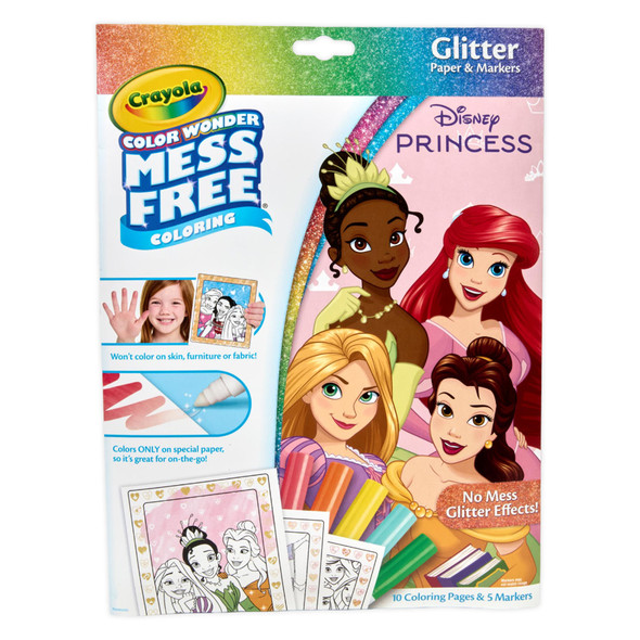 Color Wonder Glitter Coloring Pages & Markers, Princess
