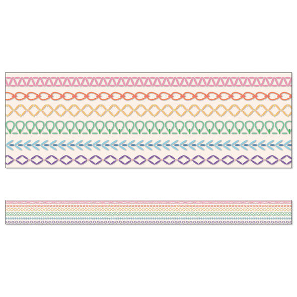 Crafty and Cool Rainbow Stitched Straight Bulletin Board Borders, 36 Feet