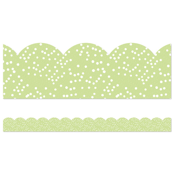 Crafty and Cool Light Green with Dots Scalloped Bulletin Board Borders, 39 Feet