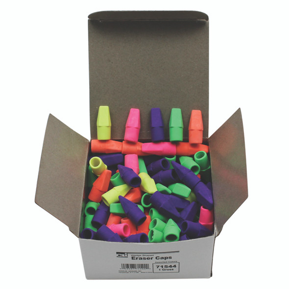 Pencil Eraser Caps, Latex Free, Assorted Colors, 144/Box