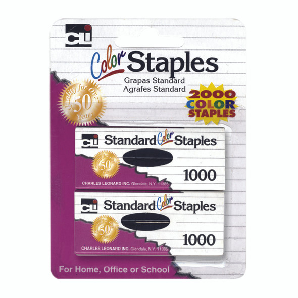 Standard Color Staples, Assorted Colors, 1000 Per Box, 2 Boxes