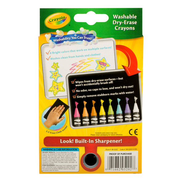 Dry Erase Washable Crayons, Bright Colors, 8 Per Pack, 6 Packs Dry Erase Washable Crayons, Bright Colors, 8 Per Pack, 6 Packs