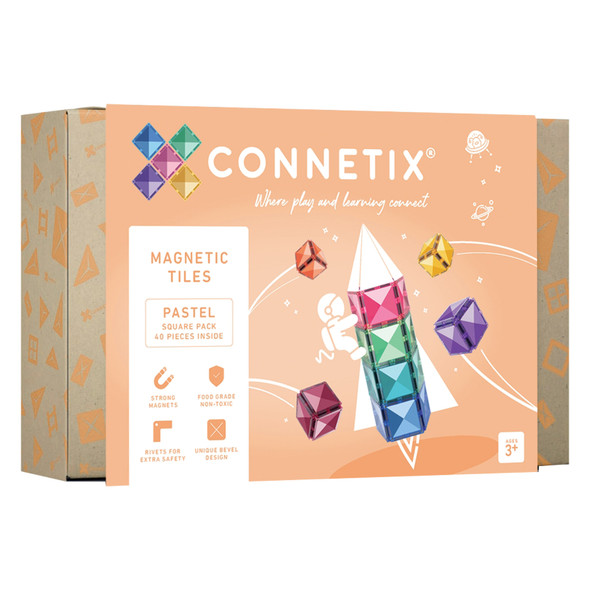 Magnetic Tiles Pastel Square Pack, 40 Pieces