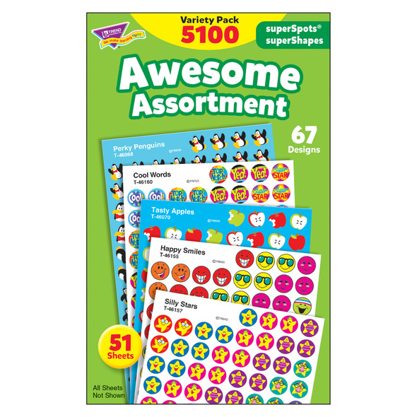 Awesome Assortment superSpots®/superShapes Variety Pack, 5100 Per Pack, 2 Packs Awesome Assortment superSpots®/superShapes Variety Pack, 5100 Per Pack, 2 Packs