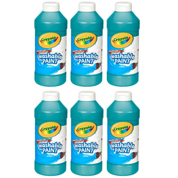 Washable Paint, Turquoise, 16 oz., Pack of 6