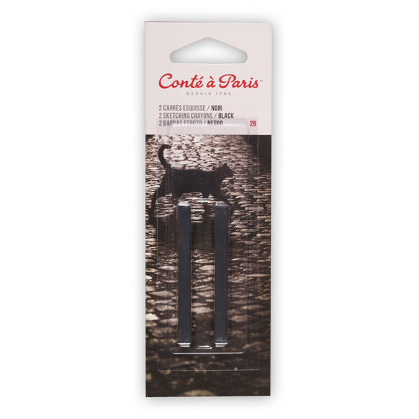 Carres Esquisse Sketching Pastel Crayons, Black 2B, Pack of 2