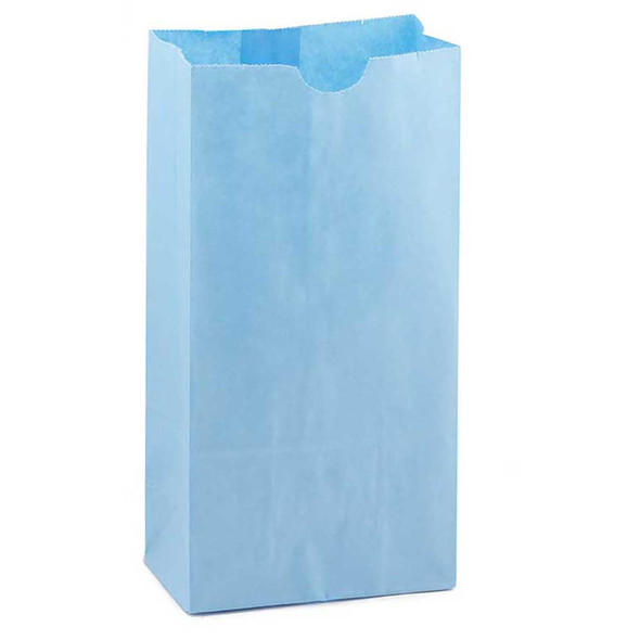 Gusseted Paper Bags, #6 (6" x 3.5" x 11"), Blue, 50 Per Pack, 2 Packs